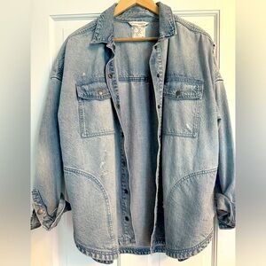 American Eagle Oversized Distressed Denim Jacket